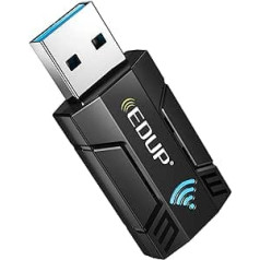 EDUP USB WLAN Stick, 1300Mbit/s Dual Band (867Mbit/s (5GHz), 400Mbps (2.4GHz), 802.11 AC, USB 3.0 WiFi adapteris, iebūvēta antena, atbalsta Windows XP/7/8.1/10, Linux, Mac