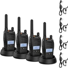 BAOFENG BF-88ST Pro PMR446 Walkie Talkie, Upgraded Rechargeable Royalty Free Radios with Long Range, LCD Display, VOX Dual Watch, Desktop USB Charger and Earbuds, Pack of 4