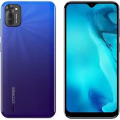 DOOGEE X93 3G viedtālrunis bez līguma, 6,1 collas Waterdrop HD+ ekrāns, Android 10 mobilais tālrunis ar divām SIM kartēm, četrkodolu 2 GB RAM, 16 GB ROM, 8 MP trīskāršā kamera, GPS, sejas atbloķēšana, 4350 mAh akumulators, zils