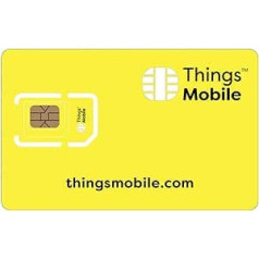 SIM karte AMERIKAS VALSTIS — Things Mobile — globālais tīkla pārklājums, vairāku pakalpojumu sniedzēju tīkls GSM/2G/3G/4G bez fiksētas maksas. 10 € iekļauts kredīts