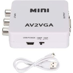 ASHATA 480P Mini Composite AV VGA adapteris TV televizora pierīces audio video pārveidotājs