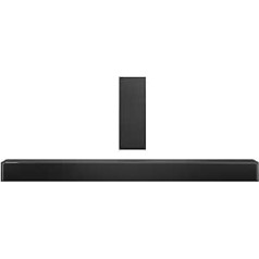 Hisense HS2100 2.1 Soundbar mājas kinozāles sistēma ar bezvadu zemfrekvences skaļruni, 240 W, Dolby Audio, Bluetooth, HDMI ARC/Optiskais/AUX/USB, melns