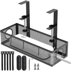 Ompinda Kabel-Management-Tablett unter dem Schreibtisch, ohne Bohren, Metallgeflecht unter dem Schreibtisch, Kabelmanagement-Box mit Klemmhalterung für Büro oder Zuhause