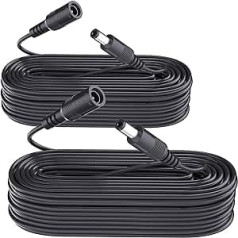 2-Pack 10 Meter DC Extension Cable 5.5mm x 2.1mm, Universal DC 12 Volt Power Supply Extension Cable for Security Cameras, LED Strips, CCTV IP Surveillance, DC12 Volt Power Supply or Charger