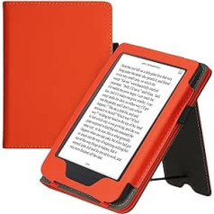 kwmobile Flip Case Compatible with Kobo Clara 2E / Tolino Shine 4 - Hand Strap - Cover Orange