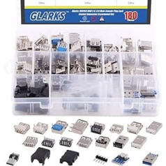 Glarks 180 gabalu mikroligzdas USB 2.0 3.0 A tipa vīrišķais kontaktdakšas savienotājs Jack lodmetāls USB remonta nomaiņas adapteru sortimenta komplekts