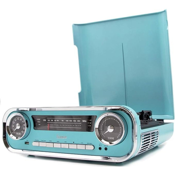 LAUSON retro atskaņotājs ar skaļruni Bluetooth mūzikas sistēma ar vinila atskaņotāja stereo sistēmu Vintage radio USB ierakstu atskaņotājs Jukebox Blue