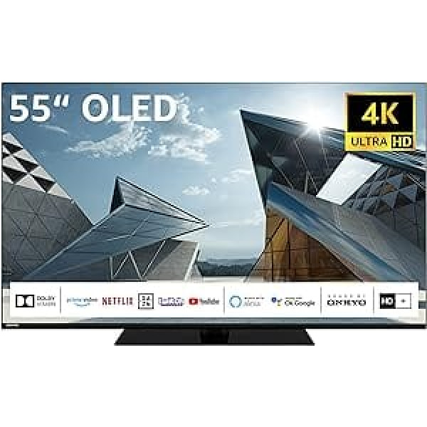 TOSHIBA 55XL9C63DG 55 collu OLED televizors / viedais televizors (4K UHD, HDR Dolby Vision, Dolby Atmos, Onkyo skaņa, trīskāršs uztvērējs, 100 Hz, spēles režīms, Bluetooth, PVR-gatavs, Netflix un citi) — iekļauts 6 mēnešu HD+