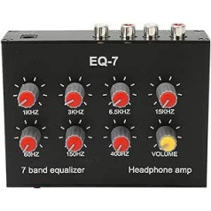 7 Band Car Audio Equalizer, Digital Dual Channel Equalizer, 3.5mm Interface, Input Impedance of 20K, RCA Output Input
