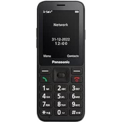 Panasonic KX-TU250EXB 4G Essentials mobilais tālrunis SOS avārijas poga Brīvroku zvanīšanai liels displejs, melns