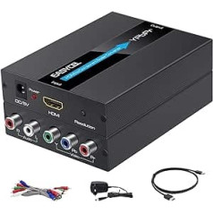 EASYCEL HDMI uz komponentu (YPbPr / RGB / 5RCA) mērogošanas pārveidotājs (ar skalera funkciju, alumīnijs), HDMI ieeja komponentam (YPbPr / RGB / 5RCA) izeja (ar HDMI un komponentu kabeli)