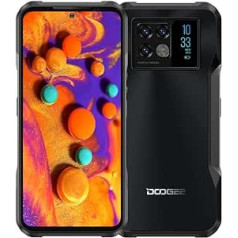 DOOGEE 5G āra viedtālrunis bez līguma V20, 6,4 collu 2K AMOLED displejs, 64MP trīskāršā AI kamera + 20MP nakts redzamības kamera, Android 11 IP68 ūdensizturīgs mobilais tālrunis, astoņkodolu 8GB + 256GB divas SIM kartes