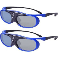 3D Glasses, 3D Active Shutter DLP Link Rechargeable Glasses for 3D DLP Link Projector BenQ Optoma Viewsonic Acer Philips LG Infocus NEC Jmgo Vivitek Cocar Toumei Projector - Blue Pack of 2