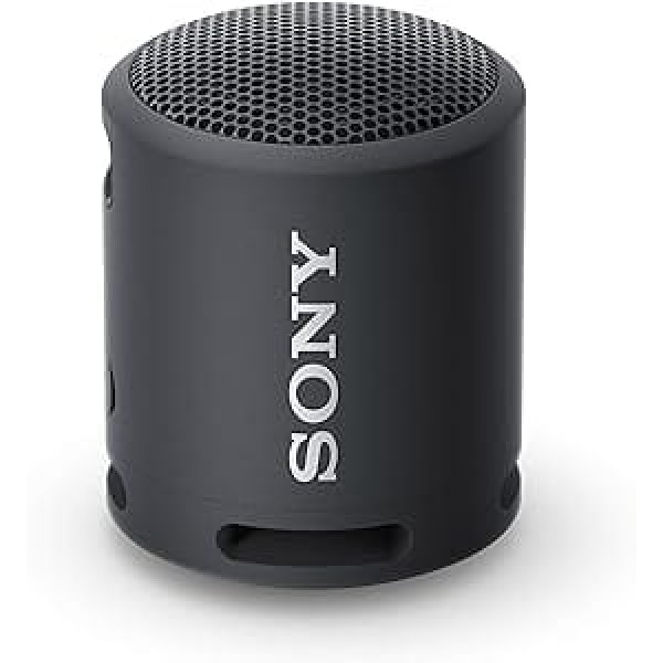 Sony SRS-XB13 Bluetooth skaļrunis, kompakts, izturīgs, ūdens izturīgs, ar papildu basiem, 16 h akumulatora darbības laiks — melns