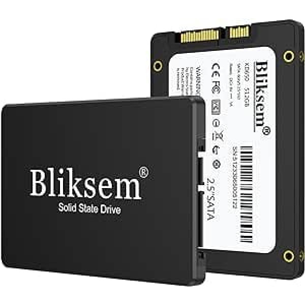 Bliksem KD650 SSD 512 GB SATA III 6 Gb/s iekšējais SSD cietais disks 2,5 collu lasīšanas ātrums līdz 550 MB/s, savietojams ar klēpjdatoriem un personālo datoru galddatoriem (melns 512 GB), cietvielu disks