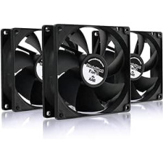 AABCOOLING Black Silent Fan 9 - Quiet and Efficient 92 mm Case Fan with 4 Anti-Vibration Pads - Fan 12 V, Housing Fan, Cooling, Cooler, 21 dB(A), 76 m3/h - Value Pack of 3