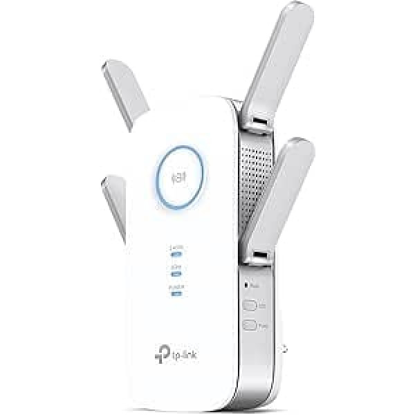 TP-Link RE655 AC2600 WiFi tīkla pastiprinātājs/atkārtotājs (Dual WiFi AC + N, 1733 Mbps pie 5 GHz + 800 Mbps pie 2,4 GHz, Gigabit LAN ports, lietotņu vadība, maksimālais pārklājums, savietojams ar visām WiFi ierīcēm)