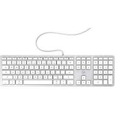 Mobility Lab ML302966 – īpaši plāna tastatūra operētājsistēmai Mac, elegants un īpaši plāns dizains QWERTY US International – Vadu – Sudrabs – 437 x 120 x 22 mm – QWERTY US International