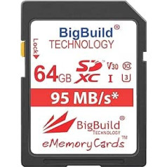 BigBuild Technology 64GB UHS-I U3 95MB/s atmiņas karte Panasonic Lumix DMC LX100, LX15, SZ10, SZ10EB-K, SZ10EP, ZS50K, ZS50S, ZS70, TZ100, TZ100EB01-K, TZ100EB01-K, TERA