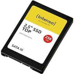 Intenso iekšējais 2,5 collu SSD SATA III augšējais, 256 GB, 520 MB/s, melns