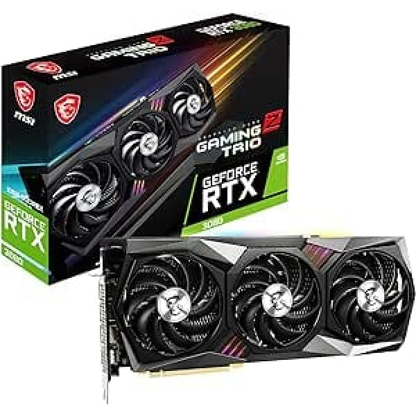 MSI GeForce RTX 3080 GAMING Z TRIO 10G LHR spēļu grafikas karte — NVIDIA RTX 3080 LHR, GPU 1830 MHz, 10 GB GDDR6X atmiņa, melna