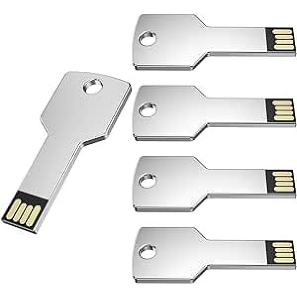 USB zibatmiņas diski 32 GB atslēgas formas Memory Stick Pack of 5 Uflatek USB 2.0 zibatmiņas disks Sudraba zibatmiņas disks Creative ūdensizturīgs Memory Stick ārējais datu zibatmiņas karte dāvanai