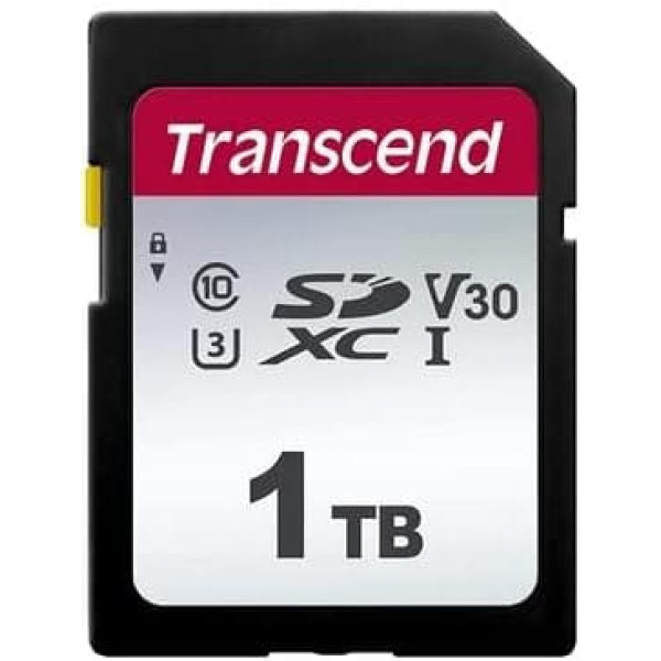 Transcend High Speed 1TB SDXC Class 10 UHS-I U3 Video Speed Class V30 4K Ultra HD TS1TSDC300S digitālās kameras atmiņas kartei