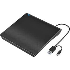 LMEN ārējais CD DVD diskdzinis Nit USB 3.0 un C tips klēpjdatoram MacBook DVD diskdziņa ārējais portatīvais CD-ROM diskdzinis Plug and Play CD rakstītājs operētājsistēmai Windows 11/10/8/7 Vista Linux Mac OS