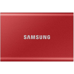 Samsung T7 pārnēsājamais SSD — 500 GB — USB 3.2 Gen.2 ārējais SSD, metālisks sarkans (MU-PC500R/WW)