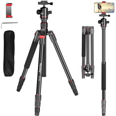 Manbily statīva kamera 60 collu 152 cm statīvs Viegls, kompakts statīvs DSLR kamerai Monopods ceļojumu statīvs, izgatavots no alumīnija sakausējuma 360° lodgalva un 1/4 collas vītnes projektora video foto statīvs