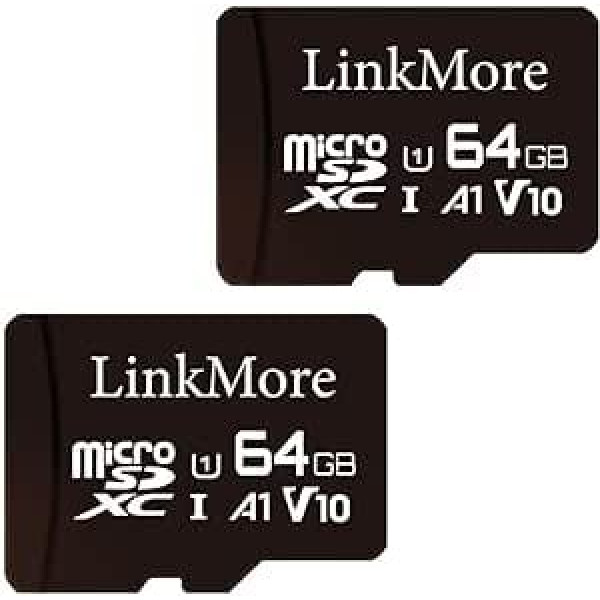 LinkMore 64GB XV11 Micro SD Card (Pack of 2) A1 UHS-I U1 V10 Class 10 Read Speed up to 95MB/s SD Adapter Included