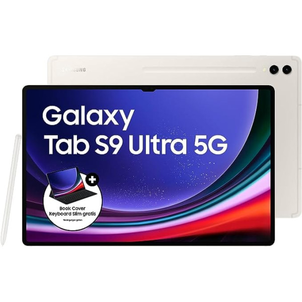 Samsung Galaxy Tab S9 Ultra Android planšetdators 5G 256GB 12GB RAM Micro SD kartes slots + S Pen Simlock bezmaksas bez līguma smilškrāsas + 36 mēnešu garantija [ekskluzīva Amazon]