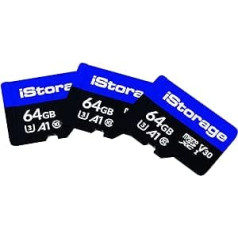 3 iepakot iStorage microSD karti 64 GB, šifrējiet datus, kas tiek glabāti iStorage microSD kartēs, izmantojot datAshur SD USB zibatmiņas disku, saderīgs tikai ar datAshur SD diskdziņiem