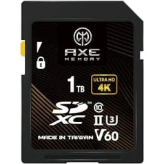 AX MEMORY SD karte 1TB V60 245MB/s UHS-II U3 4K Ultra Full HD profesionālā SDXC atmiņas karte