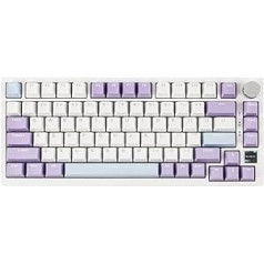 EPOMAKER Ajazz AK820 Pro blīves mehāniskā tastatūra ar vadu/Bluetooth/bezvadu, TFT ekrāns, apgaismots RGB, skaņu absorbējošas putas priekš Win/Mac/PC (balta violeta, Ajazz Flying Fish Switch)