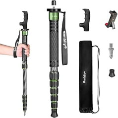 Camera Stand Monopod Manbily Walking Stick Monopods for Cameras Carbon Fibre Portable Compact Travel Monopod Unipod Stick with Handle 6 Sections 61 Inch 7 kg for DSLR Video Camcorder Stand (Green)