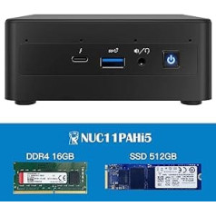 Intel NUC, Intel NUC 11 Mini dators, Canyon NUC11PAHi5, Win 11 Pro Mini dators, Intel Core i5-1135G7 procesors, līdz 4,2 GHz, 4 Core, 28 W Intel Iris Xe grafikas, WiFi6, Thunderbolt 3 (16 GB RAM M+512 GB