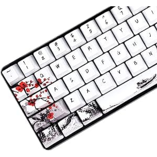 MOLGRIA taustiņu vāciņu 71 komplekts mehāniskai spēļu tastatūrai, pielāgots PBT OEM profila taustiņu vāciņi japāņu stilā Cherry MX 71/61, 60% tastatūra (Plum Blossom)