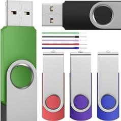 64 GB USB zibatmiņas zibatmiņas paka pa 5 Pagrieziet USB zibatmiņas disku FEBNISCTE Memory Stick 64 GB Pack of 5 krāsains salokāms grozāms zibatmiņas disks