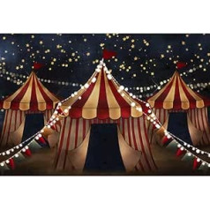 Renaiss 3 x 2 m Red White Circus Background Night Sky Carnival Circus Tent Photography Background Baby Shower Children's Birthday Party Decoration Accessories Vinyl Photo Studio Props