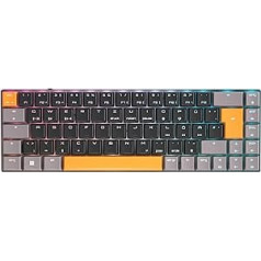 CHERRY MX-LP 2.1 kompakta bezvadu kompakta spēļu tastatūra ar 69 taustiņiem, vācu izkārtojums (QWERTZ), RGB apgaismojums, mehāniski MX zema profila ātruma slēdži, melns