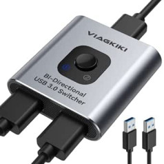 USB slēdzis 3.0 KVM slēdzis, divvirzienu USB slēdža selektors 2 in 1 Out/1 in 2 Out, Viagkiki USB slēdzis 2 datora daļas 1 USB ierīces personālajiem datoriem, peles tastatūra utt.