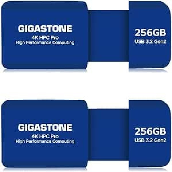 Gigastone Z80 USB Flash Drive 3.2 Gen2 256GB 2 Pack USB R/W 1000/800MB/s HPC High Performance Calculation Retractable Capless Compatible with USB 2.0/USB3.0/USB 3.1 Interface