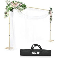 EMART Golden Photo Background Stand with Steel Base, 2 m x 3 m Adjustable Background Stand Kit for Photography, Video Studio, Party Decoration