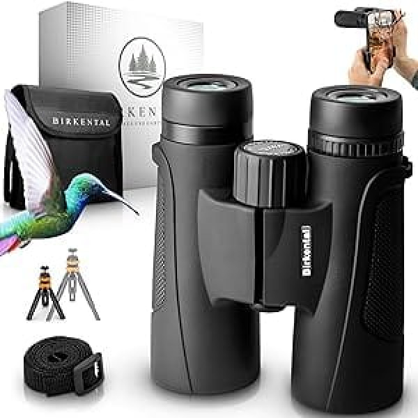 Birkental Binoculars Adult 12 x 42 Including Accessories Beginners and Professional HD Zoom, Waterproof, Lightweight, Compact, Also for Glasses Wearers, Wide Field of View, Hunting, Bird Watching,