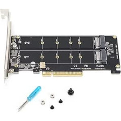 PH45 adaptera karte, lasītāja paplašināšanas karte, M.2 adaptera dubultais M.2 PCIE adapteris, M-Key cietais disks, dubultā M.2 NVMe SSD uz PCI-X8-M atslēgas cietā diska pārveidotājs (ph45)