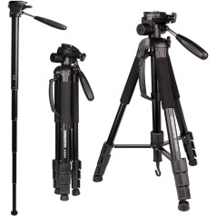 JIABAO kameras statīvs, 176,5 cm (70 collas) statīvs/monopods, alumīnija sakausējuma statīvs, kompakts, viegls statīvs priekš DSLR, spoguļkameras Canon, Nikon, Sony, Panasonic, Samsung un soma