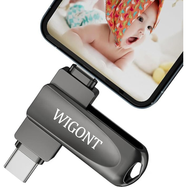 WIGONT Photo Stick priekš iPhone 64GB zibatmiņas disks iPhone/Android tālruņiem/personālajam datoram. Rotējams, ūdensizturīgs, izturīgs un kompakts USB zibatmiņas disks, metāla pildspalvas diskdzinis vairāku fotoattēlu un video glabāšanai,.