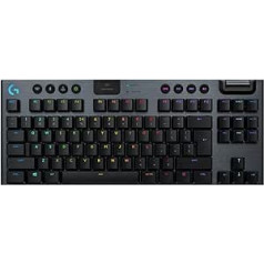 Logitech G915 LIGHT SPEED TKL bezvadu mehāniskā spēļu tastatūra bez ciparu tastatūras, taustāms GL-pogas slēdzis ar zemu profilu, spāņu QWERTY izkārtojums, oglekļa