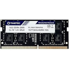 Timetec 16GB DDR4 2666MHz PC4-21300 bez ECC, nebuferēts 1,2V CL19 1Rx8 viena ranga 260 kontaktu SODIMM klēpjdatora piezīmjdatora datora datora atmiņas RAM moduļa jauninājums (16 GB)